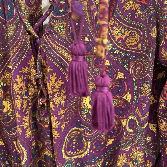 Show Me Your Mumu Tillie Tie Romper Paisley Boho Festival Long Sleeve Size S - Picture 5 of 11